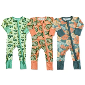 Organic Baby Zip Romper Bamboo Zipper Pajamas Two Way Zip Baby Sleepwear Custom Newborn Onesie Baby Clothes Infant Sleepsuit