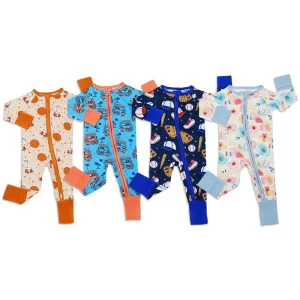 Baby Rompers Sleep Suit with Zip Organic Bamboo Zipper Pajamas Cow Print Newborn Onesie Jumpsuit Baby Sleeper Baby Clothes