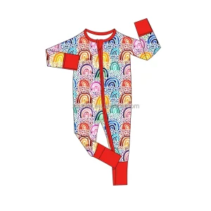 New Arrival Bamboo Fabric Breathable Custom Patterns Baby Clothes Sleepwear Toddler Zipper Jumpsuit