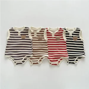 Organic Cotton Sleeveless Baby Romper Bodysuits Baby Onesie Custom Sleep Wear for Baby Jumpsuit Sleepwear Newborn Clothes