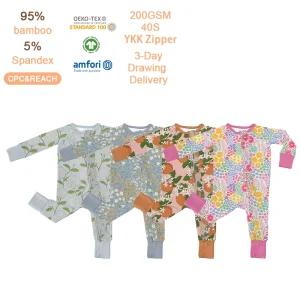 Organic Bamboo Baby Romper Zip Sleeper Baby Onesie Custom Print Baby Clothes Sustainable Newborn Slerepsuit Infant Sleepwear