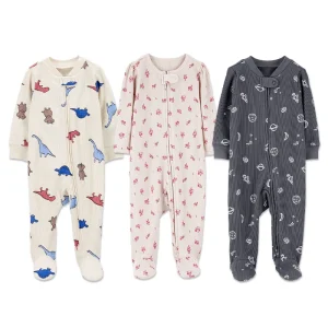 Bamboo Cotton Baby Romper Organic Baby Boy Print 2-Way Zip Waffle Knit Sleep Onesie Newborn Sleepsuit Custom Baby Clothes