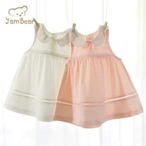 Organic Kids Clothes Girls Dresses Sleeveless Newborn Baby Girl Dress Sustainable Baby Lace Dress Customize Baby Clothes