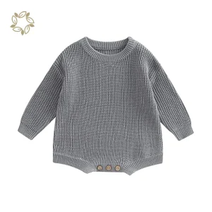 Organic Cotton Baby Bodysuit Chunky Knit Romper Knit Oversize Romper Customize Baby Sweater Onesie Wholesale  Baby Lounge Suit