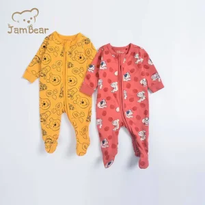 Organic Baby Romper  Long Sleeve Gots Organic Romper Jumpsuit Toddler Aby Zipper Romper with Feet Customize Sleep Suit with Zip
