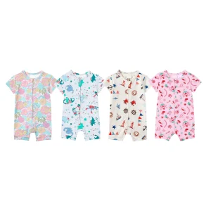 Organic Bamboo Baby Rompers Short Sleeve Baby Sleepwear Eco Friendly Baby Clothes Sleeper Infant Newborn Zipper Sleepsuit