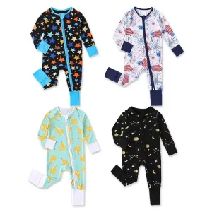 Organic Baby Romper Bamboo Zipper Pajamas Baby Sleeper Baby Zip Romper Custom Newborn Sleepsuit Sleep Wear for Baby Clothes