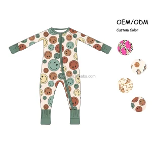 Low Moq Infant Sleepwear Long Sleeve Children Jumpsuit with Folded Cuffs New Arrival Newborn Bamboo Pajamas