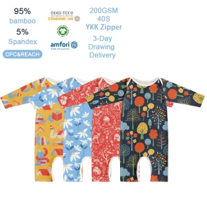 Organic Cotton Baby Onesie Long-Sleeve Romper Sustainable Sleep Wear for Baby Clothes Custom Newborn Sleepsuit Baby Pajamas