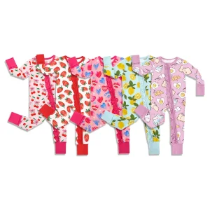 Organic Bamboo Pajamas Baby Long Sleeve Jumpsuit Infant Zipper Onesie Baby Ruffle Zipper Romper Custom Newborn Sleep Suit GOTS