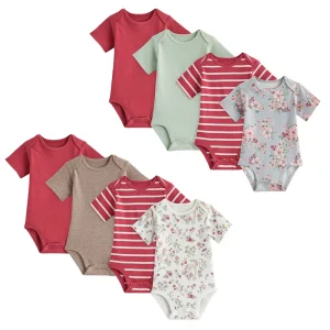 100% Organic Cotton Short Sleeve Bodysuit Baby Onesie Custom Baby Romper Sustaianble Baby Clothes Summer Newborn Sleepwear