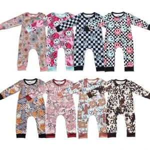 Organic Bamboo Baby Romper Baby Sleep Suits Newborn Onesie Custom Baby Clothes Sustainable Infant Sleepwear Newborn Pajamas