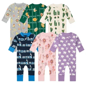 Custom Organic Cotton Baby Romper Baby Sleeper Baby Two Way Zipper Onesie Long Sleeve Double Zip  Newborn Sleepsuit Baby Clothes