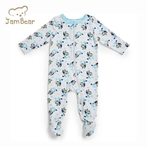 JamBear  Baby Zippered Romper Bamboo Footed Onesie Organic Zipper Footie Oneise Eco Jumpsuit Romper Kids Toddler Onesie