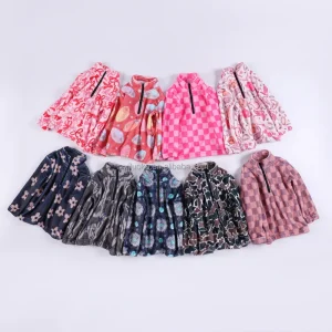 New Arrival Girl Quilted Jacket Girl Blue Floral Kids Clothes Polyester Children Quilt Coat for Winter