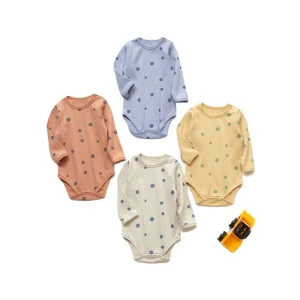 Eco-friendly Newborn Bodysuit Long Sleeve Customize Organic Cotton  Baby Onesie Baby Romper Customize Baby Girls Bodysuit