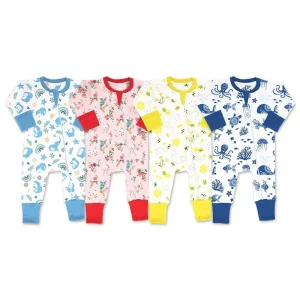 Organic Cotton Baby Romper Baby Sleeper Baby Two Way Zipper Onesie Long Sleeve Double Zip Custom Newborn Sleepsuit Baby Clothes