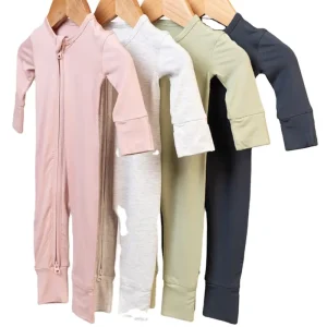 Baby Long Sleeve Romper Bamboo Infant Jumpsuit Baby Zippered Rompers Organic Jersey Sleepsuit Custom Bodysuit Oversized
