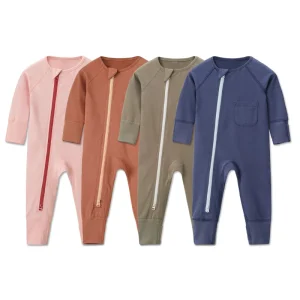 Long Sleeve Bamboo Baby Romper Baby Lounge Suit Newborn onesies Zipper Custom Zipper Pajamas Sleepwear Babies Infant Clothes