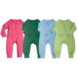Organic Bamboo Romper Baby Jumpsuit Bamboo Zipper Pajamas Custom Baby Onesie Sustaianble Baby Clothes Newborn Slerepsuit