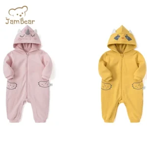 JamBear Organic Cotton Baby Romper Baby One Piece Hooded for Warmth Factory Customization Zippered Baby Rompers