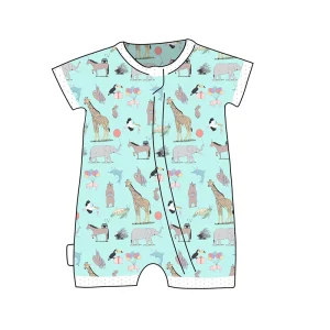 Eco-friendly Zip Sleepsuit Baby Rompers Bamboo Newborn Romper Jumpsuit Baby Short Sleeve Bodysuit Printed  Viscose Bamboo Baby