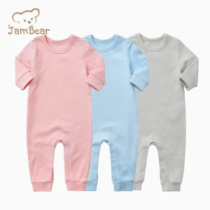 Organic Cotton Baby Romper Eco Friendly Newborn Baby Onesie Pajamas Infant Sleepsuit Sustainable Button Baby Clothes Custom