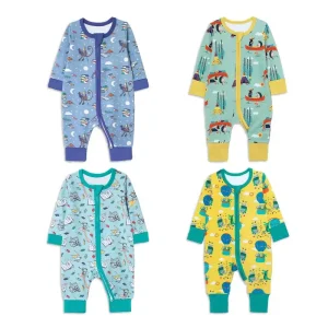 Organic Cotton Baby Romper with Print Custom Baby Two Way Zipper Onesie Newborn Sleepsuit Baby Sleepwear Newborn Clothes