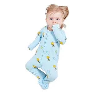 Organic Cotton Baby Rompers Eco Friendly Sleepsuit Zip Wholesale Zip Rompers Customize Infant Clothes Custom Print