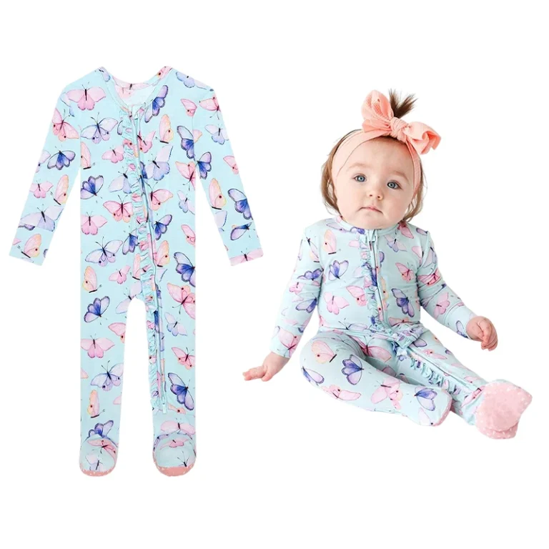 Bulk Wholesale Bamboo Butt Pajamas Ruffle With Baby White-Label Manufacturing Factory-Pric