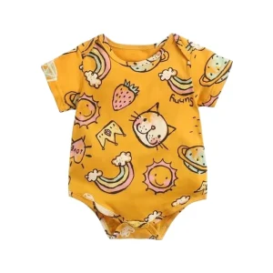 Organic Summer Baby Short Sleeve Shorts Suit Baby Summer Snap Romper Eco-friendly Organic Cotton Baby Bodysuit