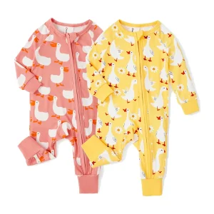 Organic Cotton Spandex Baby Sleepsuit Baby Romper Sustainable Zipper Baby Onesie Custom Print Newborn Sleepwear Infant Jumpsuit
