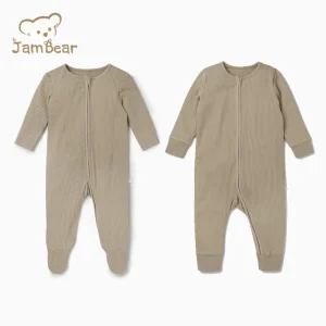 Organic Cotton Jumpsuits Unisex Baby Rompers Baby Reverse Zipper Jumpsuit Long Sleeve Pajama Sleeper Blank Romper sleepsuits