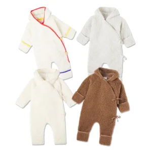 Organic Baby Rompers Baby Hooded Wool Onesie Merino Wool Suit Baby Clothes Custom Teddy Fleece Newborn Sleepsuit Infant Jumpsuit