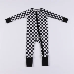 Factory Price Kids One Piece Sleepwear Skin-friendly Baby Bamboo Pajamas Reverse Zipper Newborn Romper with Footie Girp