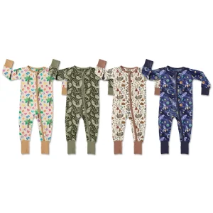 Organic Bamboo Baby Zip Romper Baby Jumpsuit Newborn Sleep Suits Bamboo Baby Pajamas Custom Infant Onesie Newborn Clothes