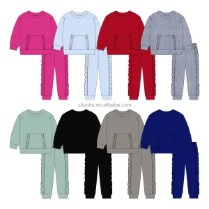 Cotton Baby and Children Sweatshirt Sports 2 Pcs Custom logo Baby Clothing Sets for Newborn Baby Girls and Boys