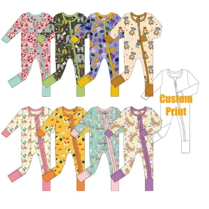 Organic Bamboo Baby Pajamas Baby Romper Babi GOTS Newborn Clothes Sustainable Custom Long Sleeve Baby Jumpsuit Infant Onesie