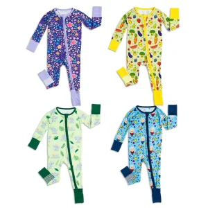 Organic Bamboo Zipper Pajamas Baby Rompers Sleep Suit with Zip Newborn Onesie Jumpsuit Baby Sleeper Custom Print Baby Clothes