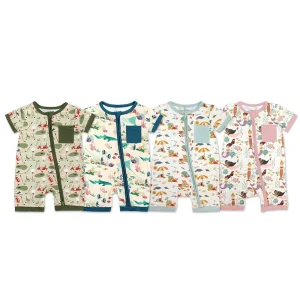 Organic Bamboo Baby Shortie Romper Baby Onesie Custom Newborn Sleepsuit Eco Friendly Short Sleeve Baby Clothes Newborn Sleepwear