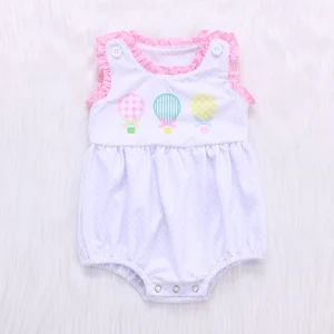 Happy Luoka ODM Boutique Cute Spring Summer Pink Balloon Dots Baby Girl Ruffle Romper