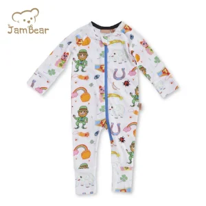 JamBear Unisex Baby Rompers One Piece Zipper Jumpsuit Organic Cotton Footless Romper Newborn Sleeping Romper