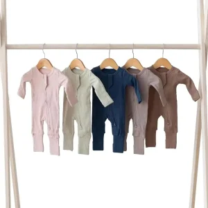 Organic Cotton Rib Baby Romper Baby Onesie Eco Friendly Knit Baby Jumpsuit Custom Toddler Ribbed Fasion Suit Baby Clothes
