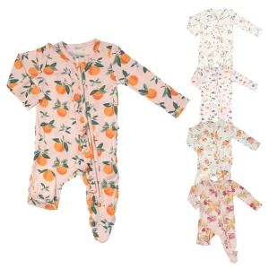 Organic Baby Footie Ruffled Zipper Romper Sustainable Baby Bamboo Onsie Eco Friendly Custom Print Sleepsuit Kids Clothes Babi