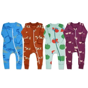 Custom Organic Bamboo Baby Romper Baby Clothes Print Sleepsuit Sleepwear for Newborns Baby Zipper Onesie Jumpsuit
