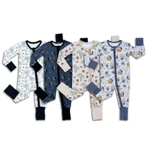 Organic Bamboo Two Way Zip Baby Romper Baby Onesie Custom Sleep Suit Newborn Clothes Sustainable Sleep Wear for Baby Sleepr