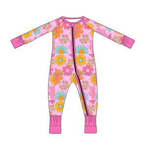 Wholesale Customized Long Sleeve Bamboo Rompers Soft Material Baby Pajamas