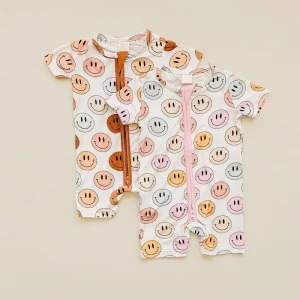 Organic Bamboo Short Romper Baby Sleepwear Custom Baby Onesie Short Sleeve Baby Clothes Sustainable Summer Newborn Sleepsuit