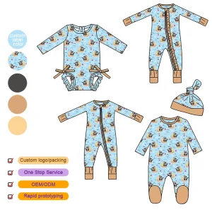 Organic Bamboo Baby Romper Newborn Onesie Baby Sleep Suits Sustainable Bamboo Zipper Pajamas Custom Baby Clothes Infant Sleeper