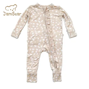 Babi Clothes Eco-friendly Bamboo Baby Romper Zipper Ruffle Romper Babi Organic Jumpsuit Custom Toddler Ruffle Zip Onesie